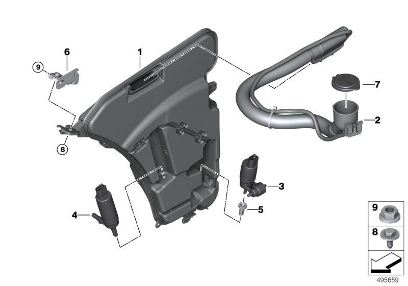 Бмв омыватель. Фильтр бачка стеклоомывателя BMW f30. Бачок омывателя BMW x3 g01. Снятие бачка омывателя BMW e90. Бачок омывателя BMW f15 на схеме.