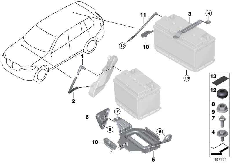 Где находится аккумулятор bmw x7